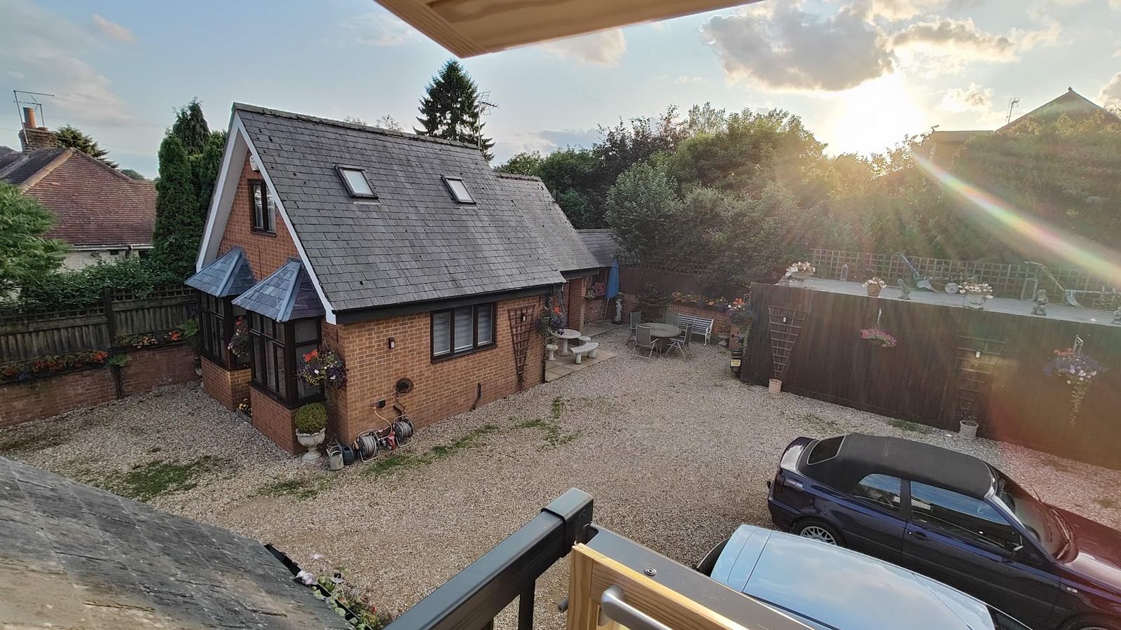 Sunset over Naseby from the balcony at The Old Post House